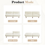Homall Futon Sofa Bed, Modern Loveseat Futon Couch with Adjustable Backrest and Armrests, Sleeper Sofa Bed with Wood Frame for Living Room, Office, Apartment (Corduroy, White) Homall