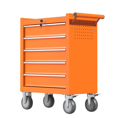 CMFYDAILY 5-Drawers Garage Tool Chest, Large Capacity Tool Cabinet Heavy Duty Mechanic Rolling Tool Box Metal Locking Tool Cart with Drawers and Wheels for Storage