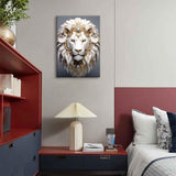 White Lion Canvas Wall Art Wild Animal Portraits Avatar Pictures Painting Decor Modern Large Gold Diamond Beast Posters Prints for Dining Living Room Bedroom Home Decoration Cremooy