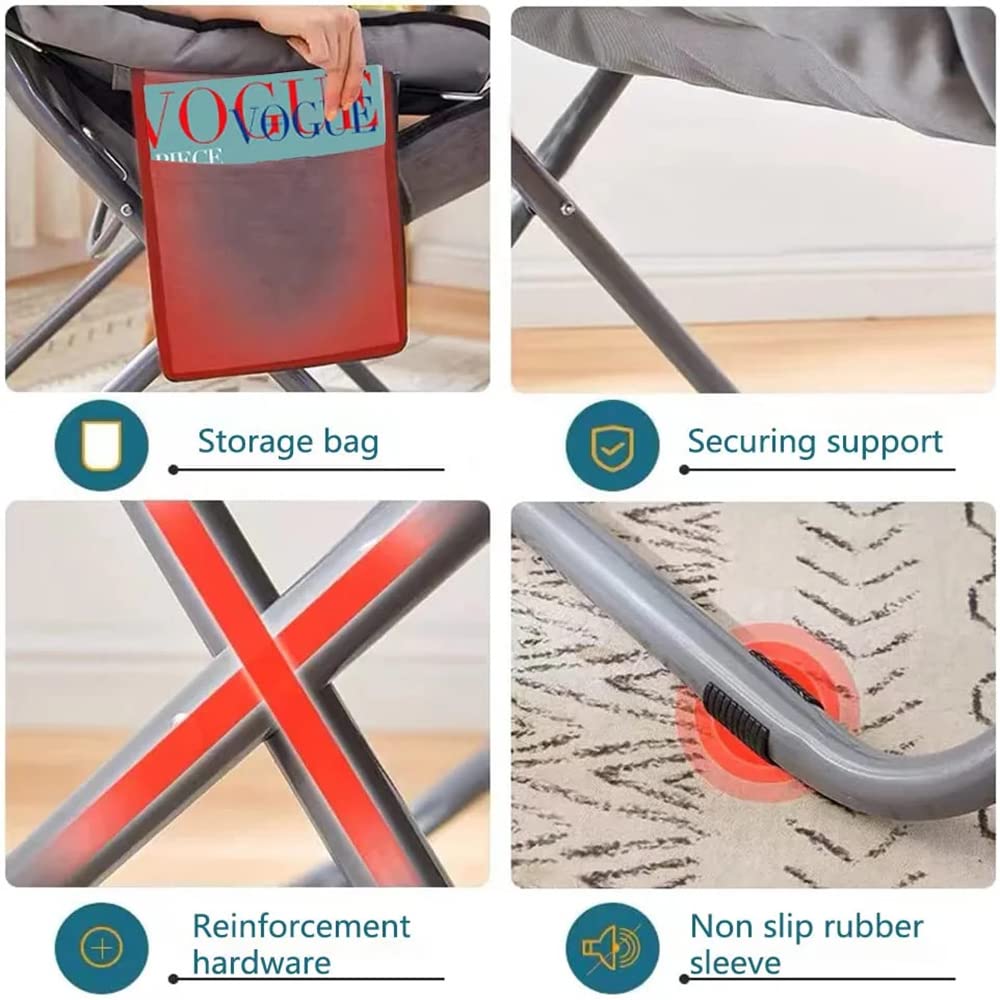 Modern Lazy Chair with Ottoman, Folding Lounge Reclining Sofa Chair with Armrest Comfy Lounge Chair Leisure Chair with Side Pocket for Bedroom, Balcony, Living Room, Office, Grey Generic