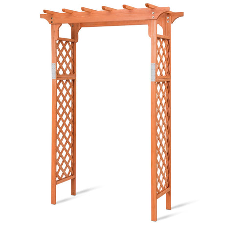 Tangkula 88-Inch Wooden Garden Arbor with Trellis, Decoration Outdoor Rose Arbor with Metal Connection for Climbing Plants, Wedding Arch for Ceremony, Bridal Party, Archway, Lawn, Patio Tangkula