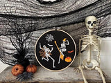 Halloween Embroidery Kit for Adult Beginner, Stamped Cross Stitch Kit for Beginner Adult, Funny Gothic Embroidery Starter Kit with Pattern Needlepoint Kit, 3 Embroidery Hoop and Fabric, Needle, Thread