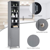 Tangkula Slim Tall Bathroom Storage Tower, 72" H with Adjustable Shelves & Cupboard, Space Saving Narrow Cabinet for Bathroom (Gray) Tangkula