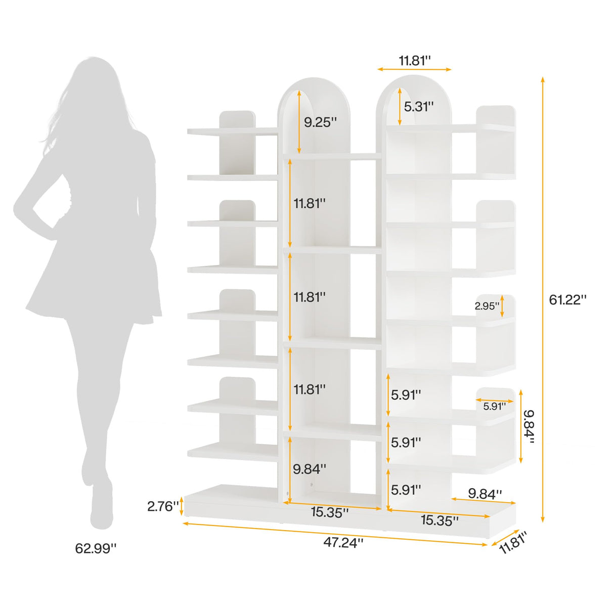 Tribesigns 13-Tier Shoe Rack, Freestanding Tall Entryway Shoe Organizer with Open Shelves, 40 Pairs Wide Wooden Shoe Shelf Shoe Storage Cabinet for Entryway, Living Room, White Tribesigns