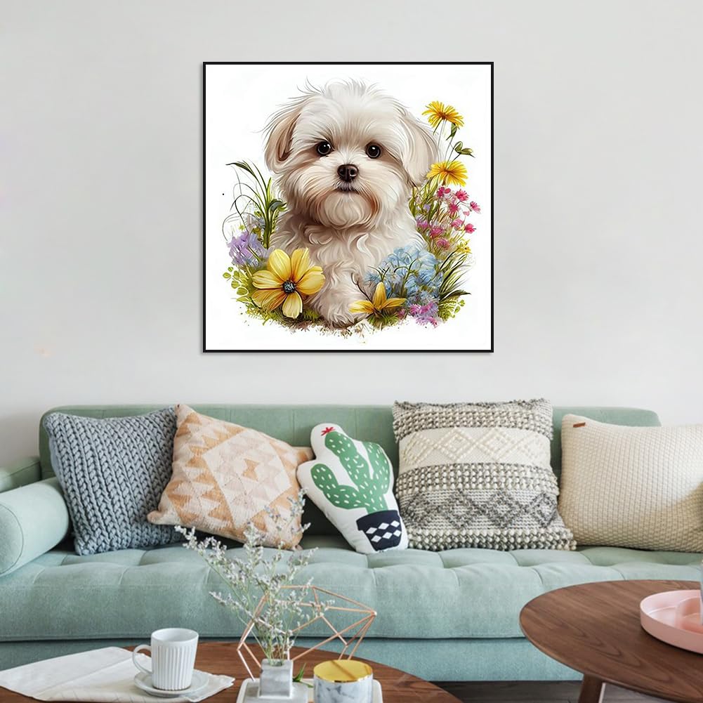 Stalente Diamond Painting Kits for Adults, 5D DIY Diamond Art Kits for Beginners Round Full Drill Diamond Painting for Home Wall Decoration Gift 12x12inch, Dog Stalente