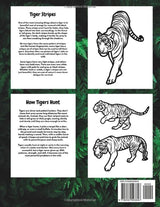 Tiger: Facts & Coloring Book: Colouring activity Book for Children Aged 2 to 16 Years (Animal Facts and Coloring) Majosta