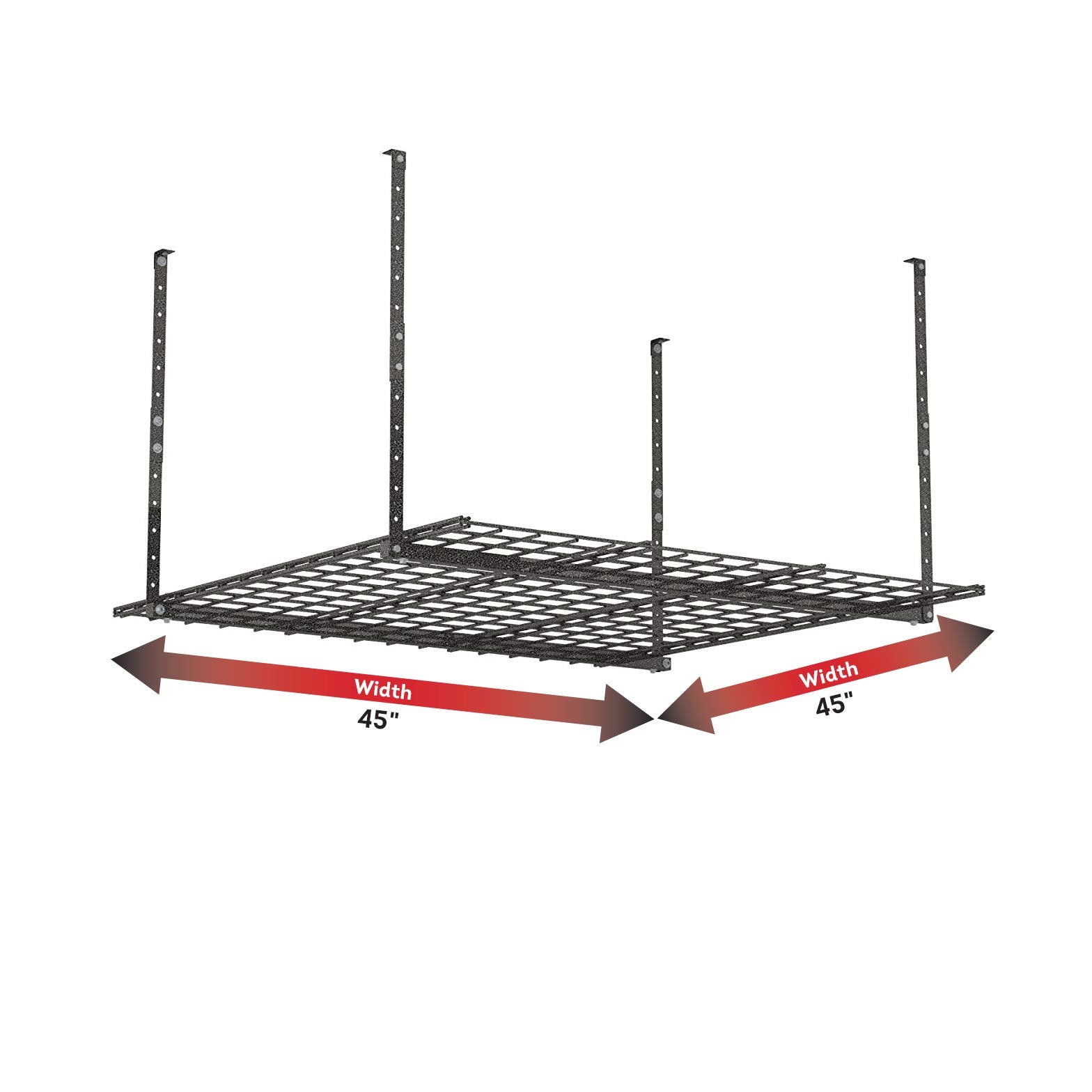 Hyloft 00625 45-Inch x 45-Inch Overhead Steel Garage Storage System, Adjustable Ceiling Mount Storage Rack, Hammertone - WoodArtSupply