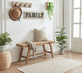 HOKYHOKY Farmhouse Solid Wood Entryway Bench – 43.4 Inches Rustic Long Bench, Dining Bench with Angled Legs, Hand-Finished Natural Grain, for Foyer, Hallway, Bedroom HOKYHOKY