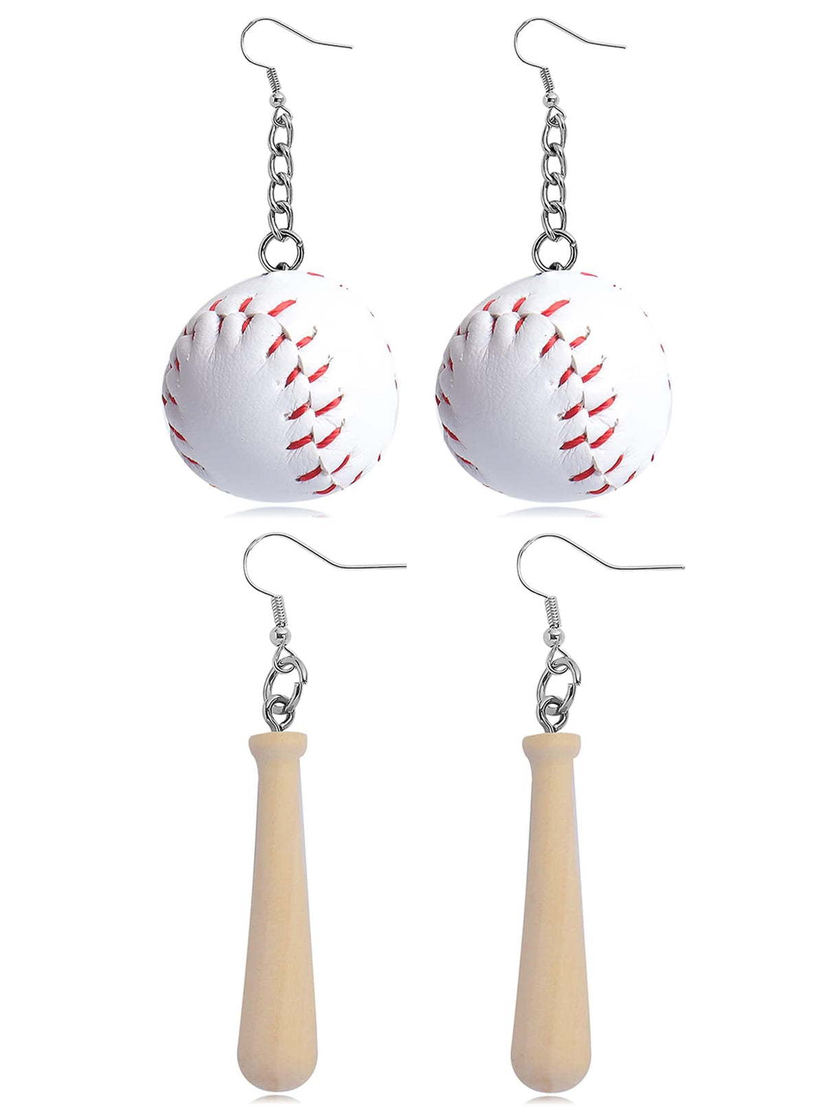 Baseball Earrings for Women 3D Leather Baseball Drop Dangle Earrings Baseball Bat Drop Earrings Baseball Jewelry Baseball Player Gifts Frodete