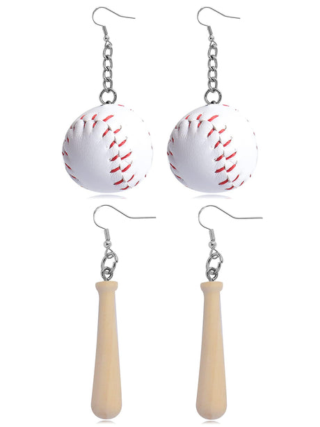 Baseball Earrings for Women 3D Leather Baseball Drop Dangle Earrings Baseball Bat Drop Earrings Baseball Jewelry Baseball Player Gifts Frodete