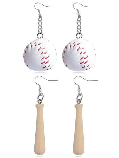 Baseball Earrings for Women 3D Leather Baseball Drop Dangle Earrings Baseball Bat Drop Earrings Baseball Jewelry Baseball Player Gifts