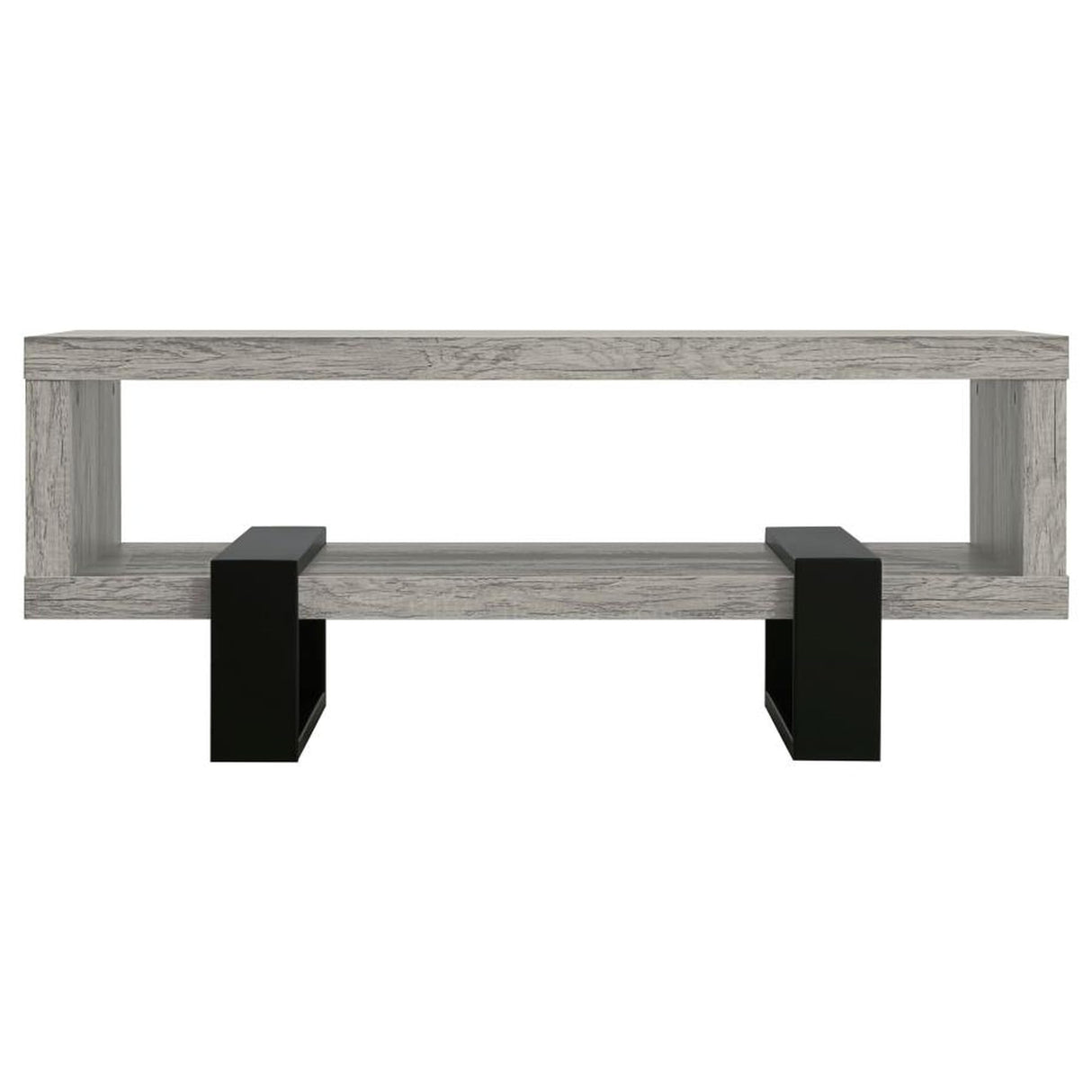 CARTESIAN Modern Engineered Wood Coffee Table, Gray Driftwood, Multi-Level Design, Living Room Furniture, 47.25x23.50x19.25 Inches CARTESIAN