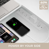 Rolanstar Computer Desk with File Drawer, 64" L Shaped Desk with Power Outlet & LED Strip, L Shaped Computer Corner Desk with File Cabinet, Gaming Desk with Monitor Shelf, Home Office Desk, White Rolanstar