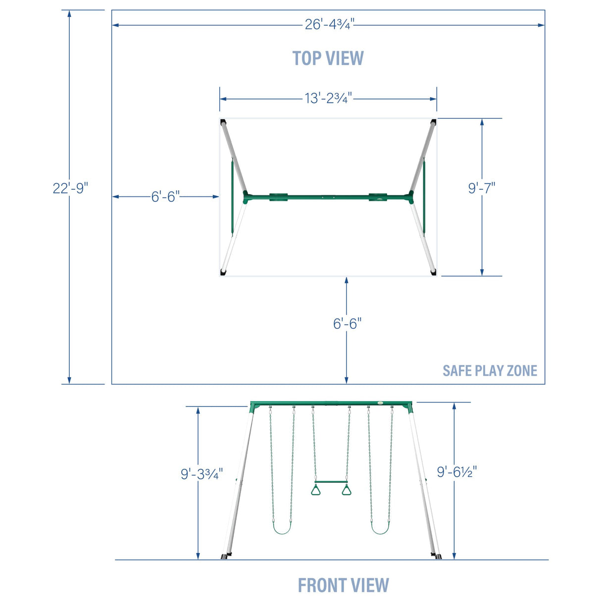 Backyard Discovery Big Brutus Galvanized Steel Swing Set Kit with Classic A-Frame, Two Belt Swings, One Trapeze Bar, Easy Assembly, Heavy-Duty Powder-Coated Steel, Weather-Resistant, Outdoor Playset Backyard Discovery