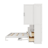 Harper & Bright Designs Queen Size Murphy Bed, Wooden Queen Wall Bed with Closet, Drawers and Shelves, White Harper & Bright Designs