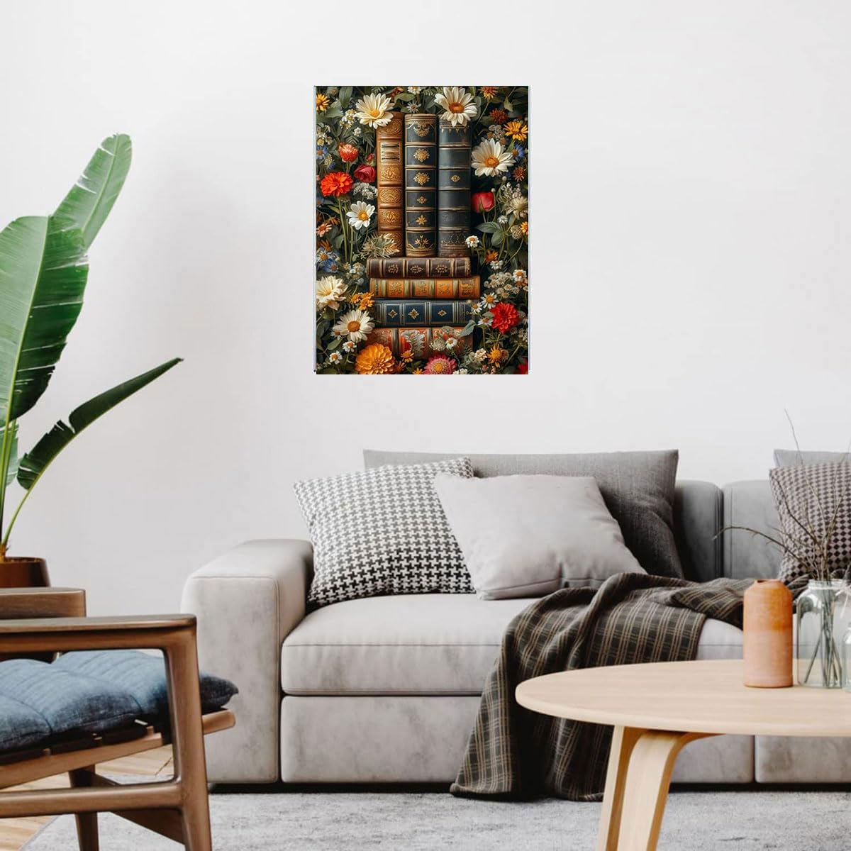 Book Stamped Cross Stitch Kits - Flower Counted Cross Stitch Kits for Beginners Adults Magical Book Needlepoint Cross-Stitch Patterns Dimensions Needlecrafts Embroidery Kits Arts and Crafts WUSARPLY