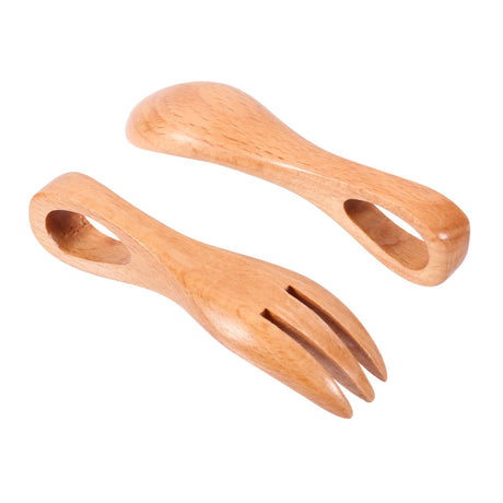 OKUMEYR 1 Set Spoon Fork Kid Wood Eating Utensils Kids Forks Baby Training Tableware Kids Cutlery Wood Kids Wooden Utensils for Eating Wood Dessert Fork Child Vintage Training Fork OKUMEYR