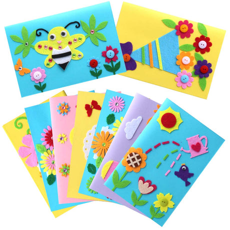 Hicdaw Kids Greeting Card Making Kit, 9Pcs Card Making Kits for Kids Thank You Card Kit DIY Handmade Card Making Supplies Art Crafts Crafty Set Teacher's Day Gifts Hicdaw
