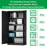 Anwick 72" Locking Metal Storage Cabinet,Tall Locker Organizer Steel Cabinets,Adjustable Layers Shelves 2 Doors for Anwick