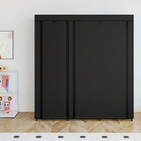 SORCEDAS Portable Wardrobe Closet Storage Organizer Metal Hanging Rack Non-Woven Fabric (Black, 51 Inch) SORCEDAS