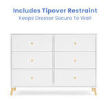 Delta Children Essex 6 Drawer Dresser, Bianca White/Natural Delta Children