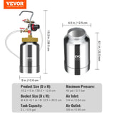 VEVOR Spray Paint Pressure Pot Tank, 2L/0.5gal Lightweight Air Paint Pressure Pot, 1.8mm Nozzle Spray Paint Gun 3m Hoses for Home Decoration Architecture Construction Automotive Painting, 45PSI Max VEVOR