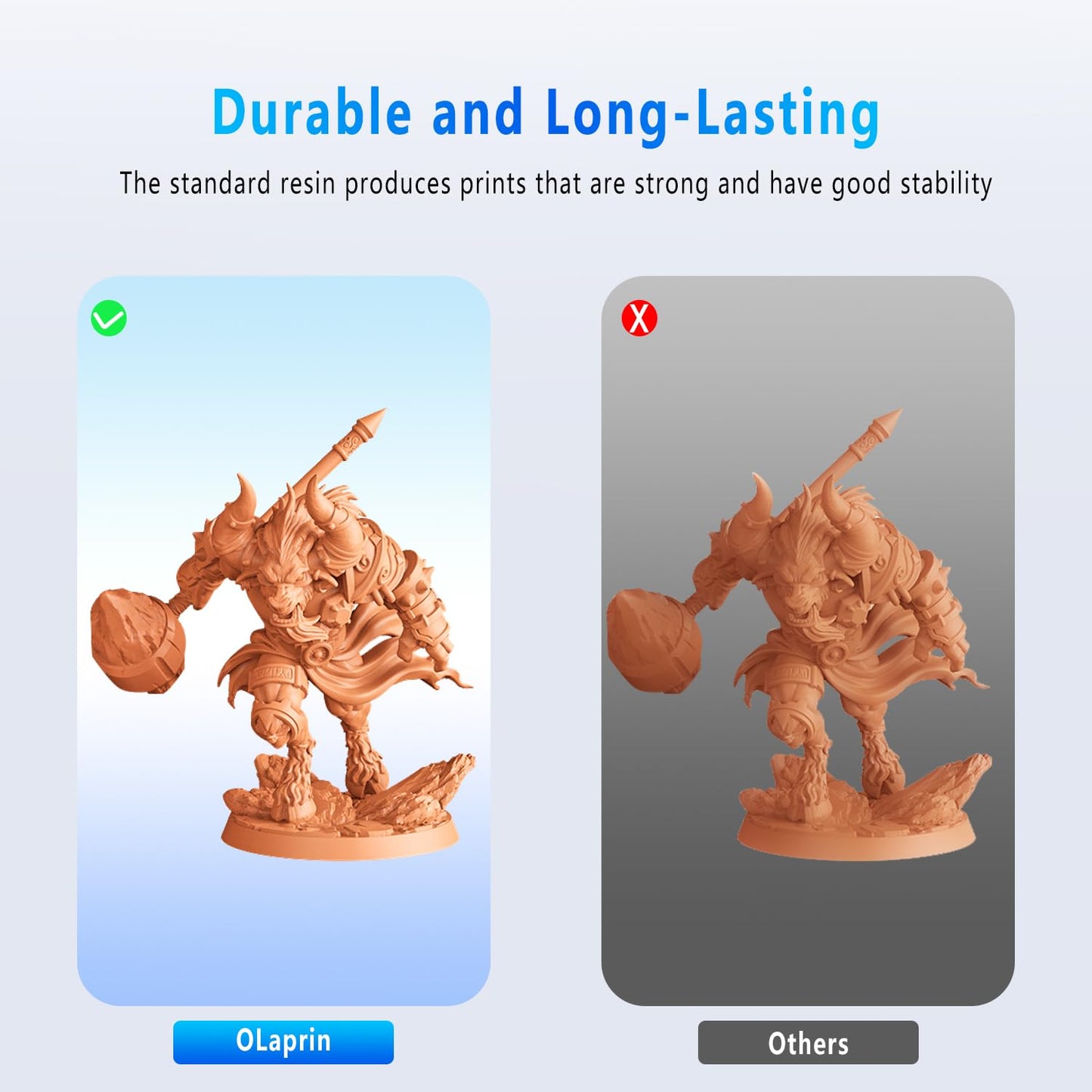 OLAPRIN 3D Printer Resin, Rigid Resin with Clear Details, Fast Curing, High Precision Resin, Low Odor, Widely Compatible with All Resin 3D Printers (Skin, 1kg)