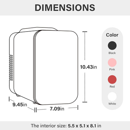 YSSOA 4L Mini Fridge 6 Can Portable Cooler & Warmer Compact Refrigerators for Food, Drinks, Skincare, Office Desk, Pink