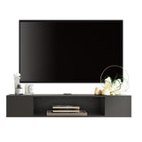 FITUEYES Black Floating TV Stand, Wall Mounted Entertainment Center Wood Storage, Media Console Shelf Under TV for Living Room, 39.4" FITUEYES