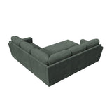HONBAY Modular Sectional Sleeper Sofa with Pull Out Bed, Corduroy L Shaped Couch with Storage Seats, Convertible Sectional Couches for Living Room, Green HONBAY