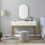 SUPERJARE Vanity Desk with Drawers, 47 inch Computer Desk, Modern Simple Home Office Desks, Makeup Dressing Table for Bedroom - White and Gold SUPERJARE