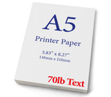 Premium A5 (8.3"x 5.83") Printer Paper - 70lb Text (105 gsm) Bright White Paper (100 Sheets) Desktop Publishing Supplies