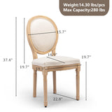 SoarTalent Upholstered Dining Chairs Set of 2 French Country Oval Fabric Back Kitchen Side Chair with Wood Legs for Dining Room, Kitchen, Restaurant(Beige-Fabric) SoarTalent