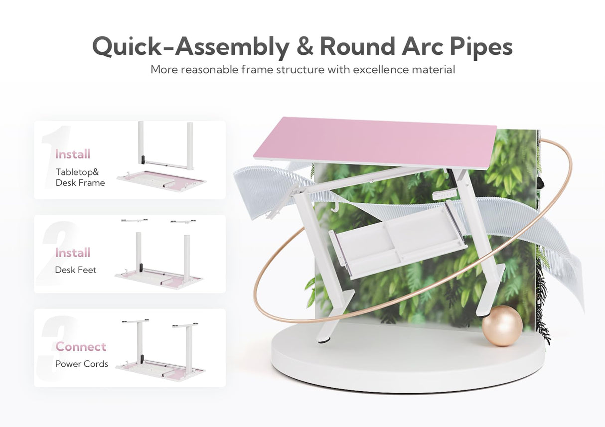 INNOVAR Glass Standing Desk with Drawers, Adjustable Height Electric Stand Up Desk, Small Standing Desk with Storage, 40 inch, Morandi Powder INNOVAR