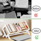 Fox Claw Wood Tilting Bookcase in Living Room/Home/Office, Desktop Book Shelf Organizer Bookshelves Storage Rack for CDs/Magazine/Books Display (White, 19.68"-L) Fox Claw