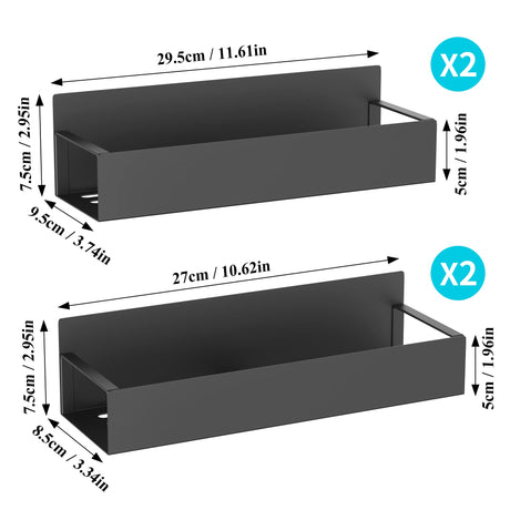 HuggieGems 4 Pack Magnetic Spice Storage Rack Organizer for Refrigerator and Oven, Black Fridge Organizers and Storage HuggieGems