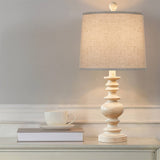 BOBOMOMO Resin 20.5" Farmhouse Lamps for Bedrooms Retro Side Table Lamps Bedside Lamp for Side Nightstand Living Room（Old-White） BOBOMOMO