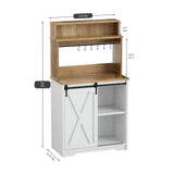 BestHaped Farmhouse Coffee Bar Cabinet with 3 Tier Storage Hutch, 56 Inch Coffee Bar with 6 Hooks, White Small Coffee Station Coffee Bar Table with Adjustable Shelves for Living Dining Room BestHaped