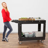 Our Modern Space Commercial Grade 2 Shelf Utility Cart with Wheels - Rolling Tool Cart, Heavy Duty Service Push Cart for Business Warehouse Office Restaurants Ecommerce Garage Our Modern Space