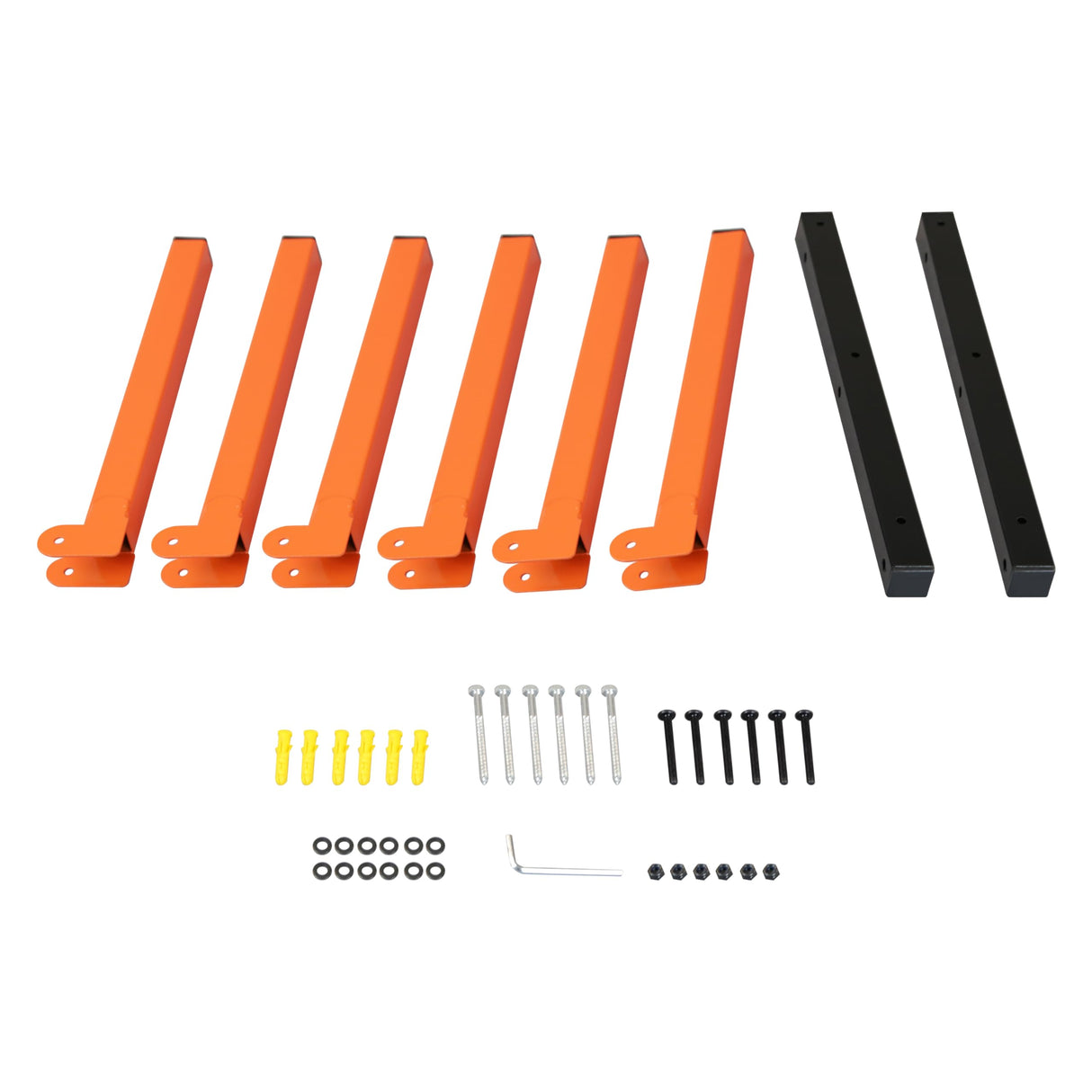 KUAFU 3-Level Indoor & Outdoor Lumber Rack Wood Storage Racks Wood Rack Organizer Use Black+Orange Steel Powder Coated (2Pcs) KUAFU