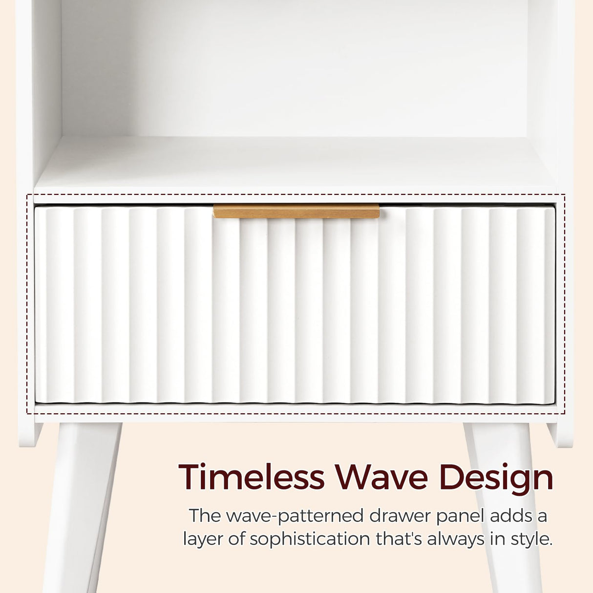 MAHANCRIS End Table Living Room Fluted Night Stand, 15.9" Modern Side Table with Charging Station，Bedside Table with Drawer for Small Spaces, Bedroom, White ETWT61E01 MAHANCRIS