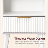 MAHANCRIS End Table Living Room Fluted Night Stand, 15.9" Modern Side Table with Charging Station，Bedside Table with Drawer for Small Spaces, Bedroom, White ETWT61E01 MAHANCRIS