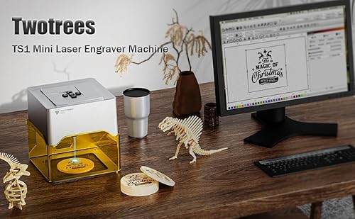Twotrees TS1 Mini 3W Laser Engraver, Fully Enclosed Safe Design 80x80mm, 1kg Ultra-Portable Bluetooth APP Control for DIY Small Gifts Family Classroom Twotrees