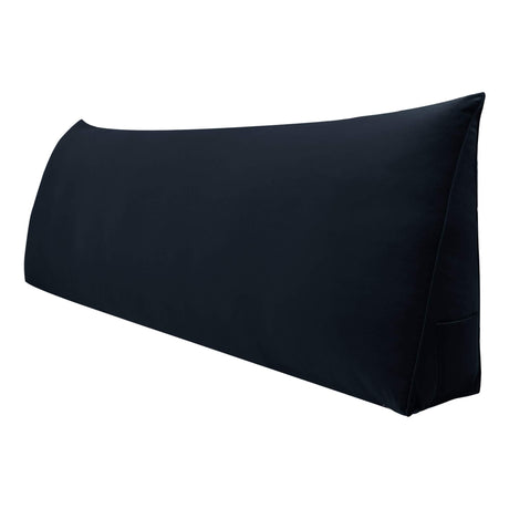WOWMAX Large Bolster Triangular Positioning Support Reading Backrest Wedge Pillow for Headboard for Day Bed Bunk Bed with Removable Cover Velvet Black California King WOWMAX