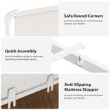 VIAGDO Daybed Twin Size with 2 Storage Drawers and Charging Station, Metal Day Bed Frame Twin with Shelf Headboard and LED Lights, Twin Corner Bed Frame for Living Room, Bedroom, Guest Room, White VIAGDO