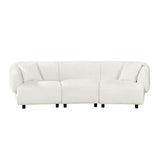 Merax 98.5" Modern 3 Seater Curved Sofa, Luxury Boucle Fabric Sofa, Minimalist Cozy Cloud Couch for Living Room, Bedroom, Apartment, Home Office, Beige Merax