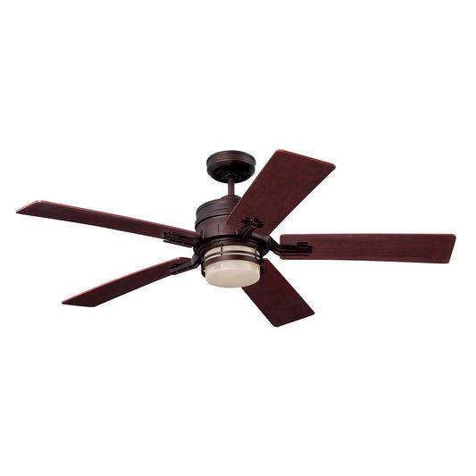 Luminance kathy ireland HOME Amhurst LED Ceiling Fan, 54 Inch Dimmable Lighting with 4-Speed Wall Control | Indoor Metal Fixture with 5 Reversible Wood Blades, Venetian Bronze - WoodArtSupply