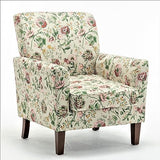 Container Furniture Direct Contemporary Accent Arm Chair with Birch Wood Frame and Velvet Upholstery, Armchair for Office and Living Room Decor, Removable Cushions, 04 Printed Fabric Container Furniture Direct