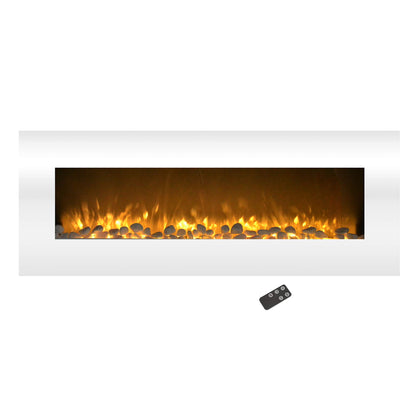 Northwest Electric Fireplace - 50 Inch Wall Mounted Fireplace with 10-Color LED Flames, 3 Backgrounds, Adjustable Brightness, and Remote (White)