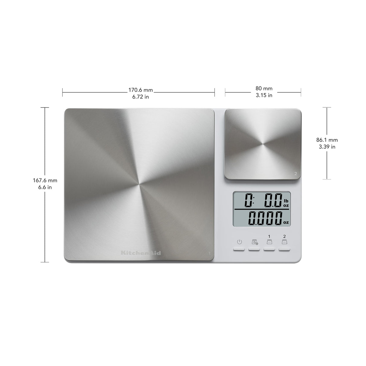 KitchenAid KQ909 Dual Platform Digital Kitchen and Food Scale, 11 Pound Capacity and Precision 16oz Capacity, White with Stainless Steel KitchenAid